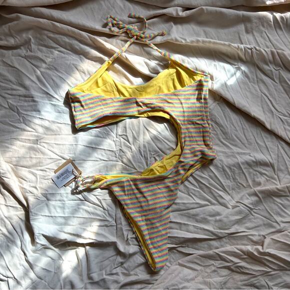 SALE💝 Free People x Toast Swim NWT Ribbed Rainbow Cut Out One Piece - Picture 6 of 7